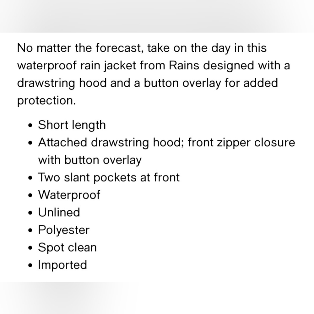 NWT Rains Jacket - Picture 7 of 7